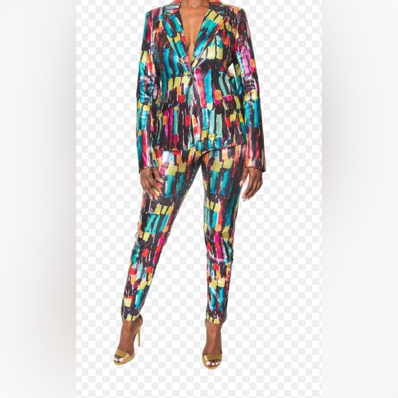 Multicolor Abstract Women's Pants - Picture 1 of 3